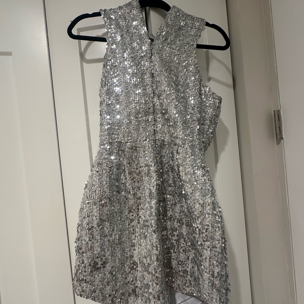 Amanda Uprichard Silver Sequin Mini Dress - Picture 4 of 5